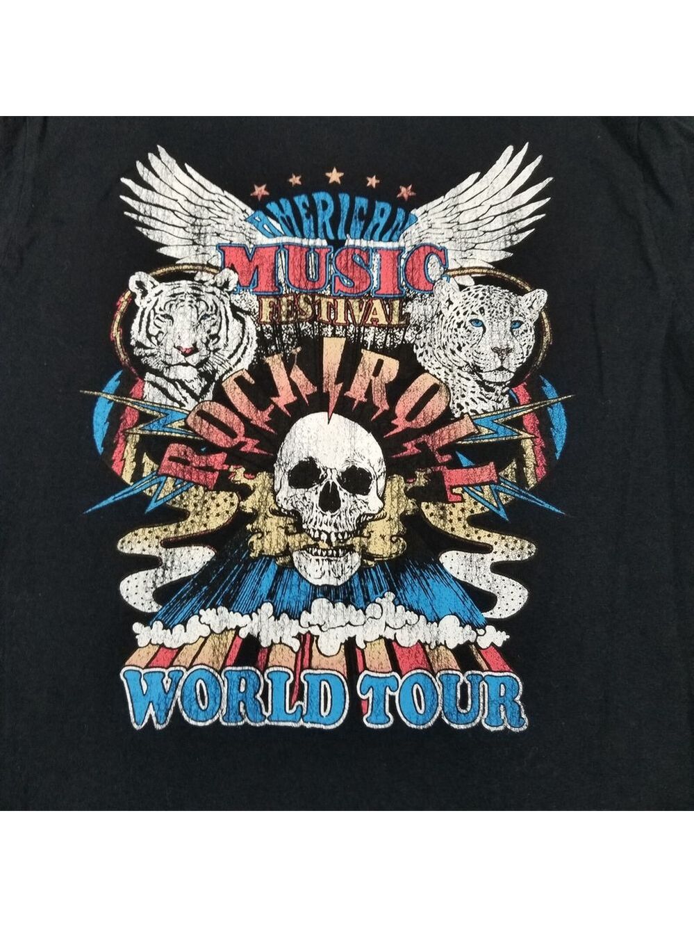 American Music Festival Rock And Roll World Tour T-shirt Size Small Black Retro